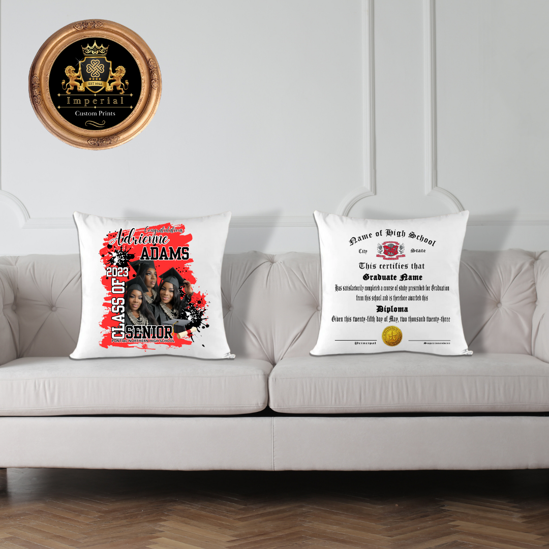 Let your GRAD show off their accomplishments with a personalized pillow that features their name, school, degree, and year of graduation. The perfect addition to any college or university grad's home! It has a timeless design that any graduate would be proud to display in their home or dorm.