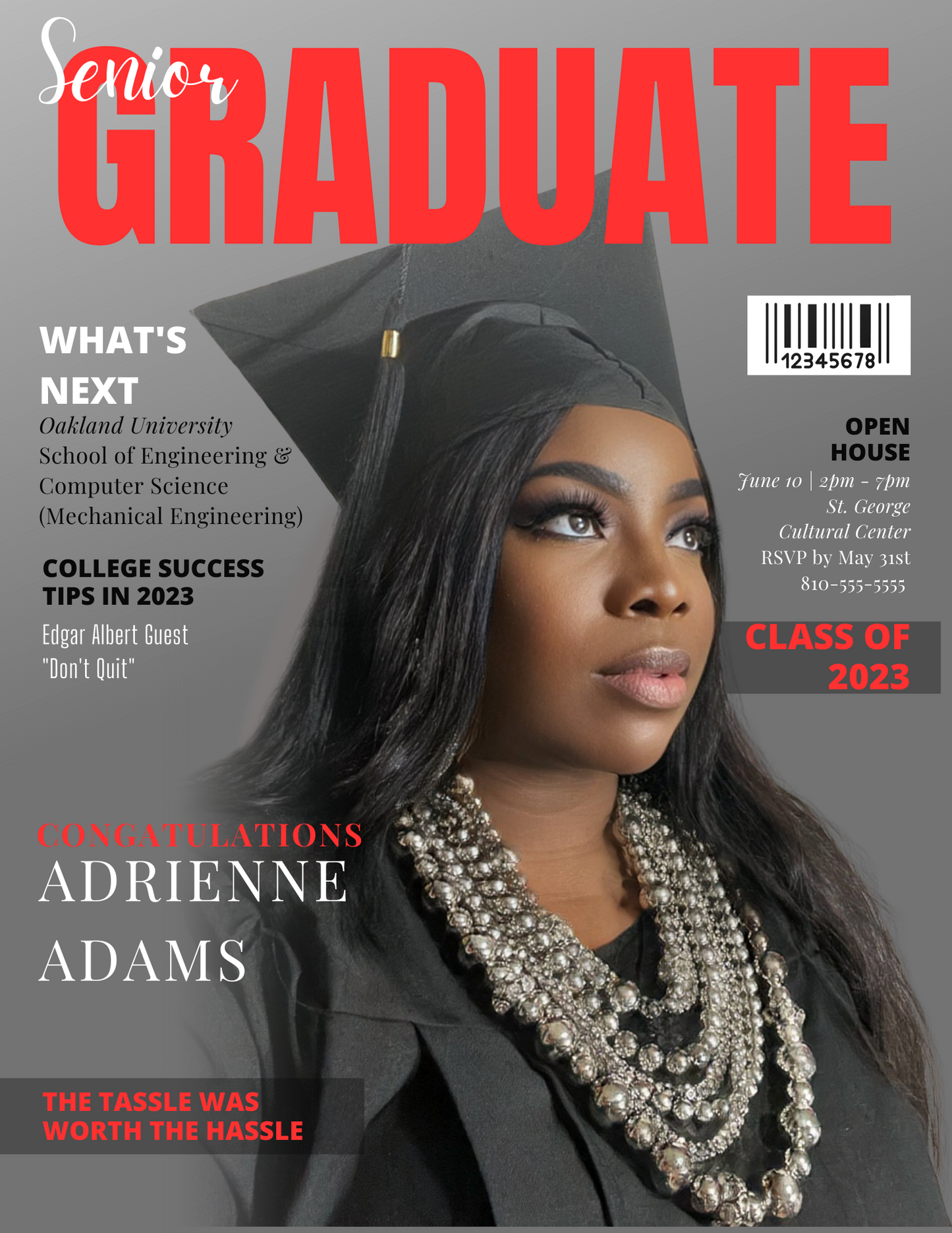 Celebrate your achievements with our Grad Magazine Posters! Personalized with a Grad themed cover, it's the perfect way to announce your success and display it as a keepsake. Order yours today and show off your Grad success!